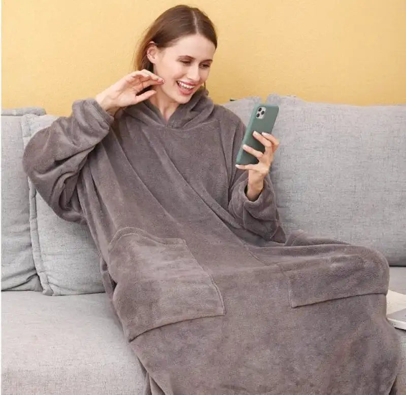 Poncho couverture à capuche pour femme